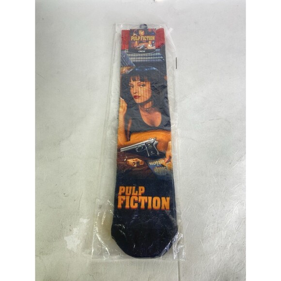 Pulp Fiction Mia Wallace Uma Thurman Crew Socks Licensed Mens Shoe Size 8-12 - Picture 1 of 4